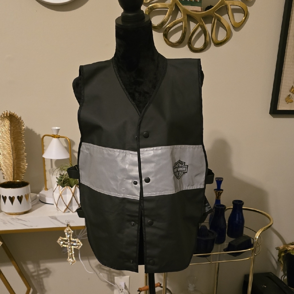 Harley Davidson Black and Gray Vest